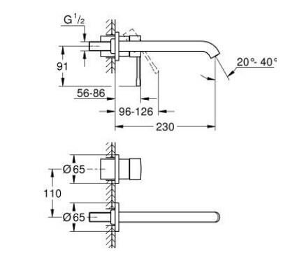 Grohe Essence İki delikli lavabo bataryası L-Boyut - 29193DC1
