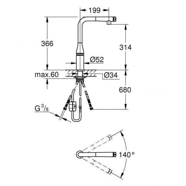 Grohe Essence SmartControl Eviye Bataryası - 31928KF0