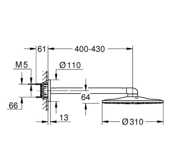 Grohe RAİNSHOWER SMARTACTİVE 310 TEPE DUŞU SETİ 430 MM, 2 AKIŞLI - 26475GL0