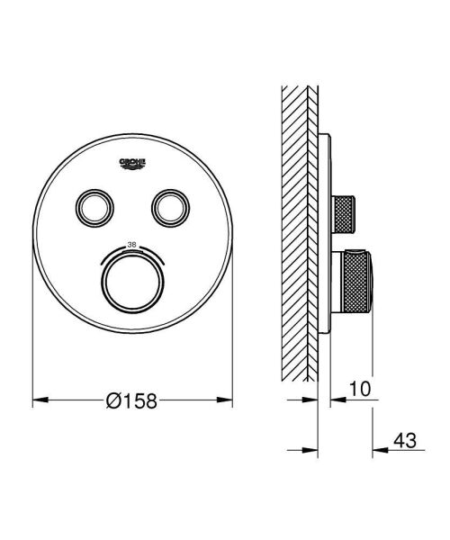 Grohe Grohtherm SmartControl Çift valfli akış kontrollü, ankastre termostatik duş bataryası - 29119DC0