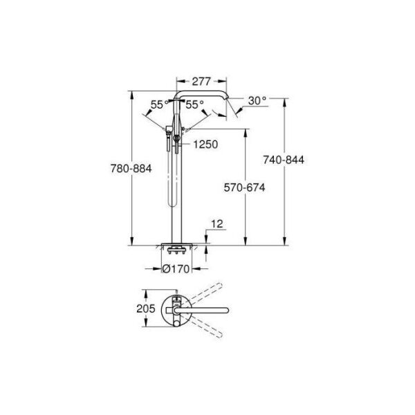 Grohe Essence Yerden küvet bataryası - 25248001