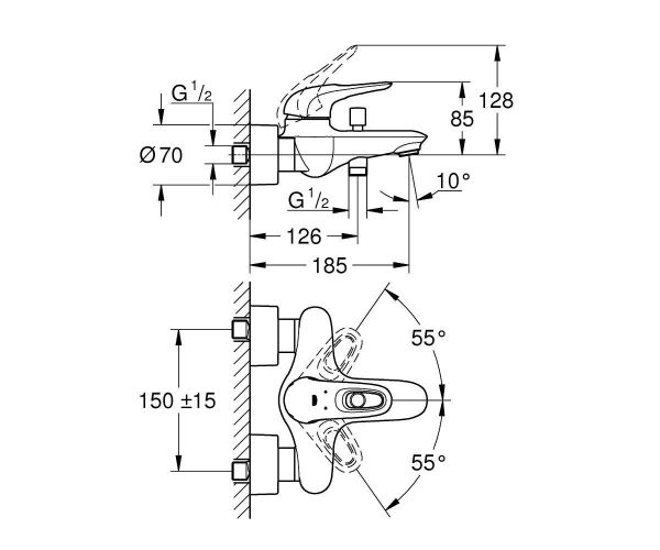 Grohe Eurostyle Tek Kumandalı Banyo Bataryası Beyaz - 33591LS3