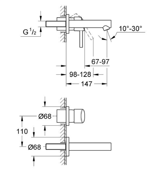 Grohe Concetto İki Delikli Duvardan Lavabo Bataryası - 19575001