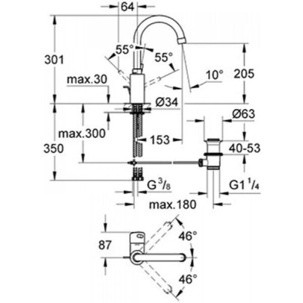 Grohe Concetto Tek Kumandalı Lavabo Bataryası - 32629001