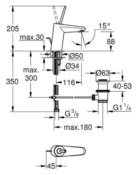 Grohe Eurodisc Joy Tek Kumandalı Lavabo Bataryası S- Boyut - 23425000