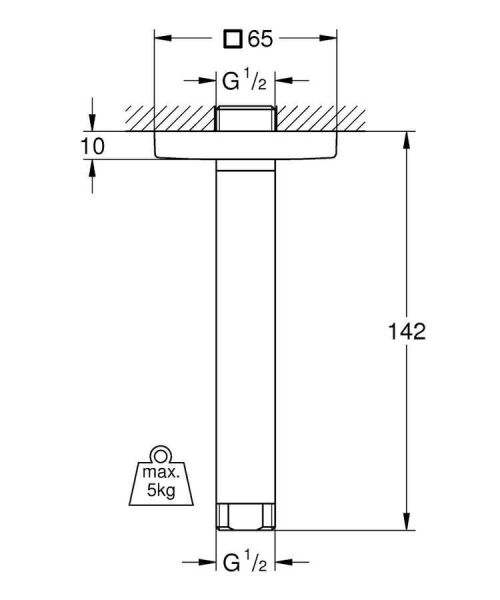 Grohe Rainshower® Tepe Duşu Tavan İniş Borusu 151 mm - 27485000