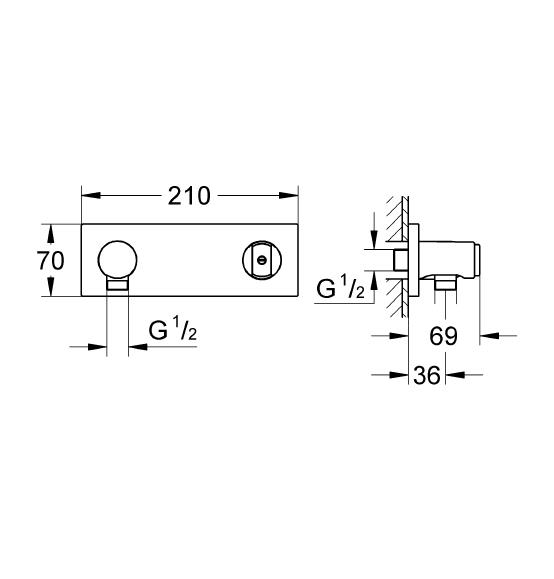 Grohe Grohtherm F Duvar Üstü Duş Askısı Ve Duş Çıkış Dirseği Seti - 27621000