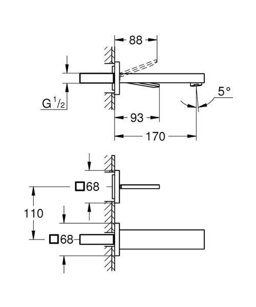 Grohe Eurocube Joy İki Delikli Lavabo Bataryası M-Boyut 19997000