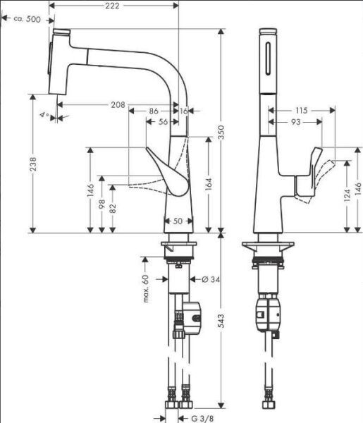 Hansgrohe Metris Select M71 Eviye Bataryası Krom - 73822000