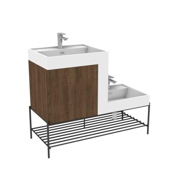 Up Down Lavabo Dolabı Dark Walnut A Set