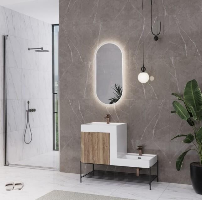 Up Down Lavabo Dolabı Light Walnut Set