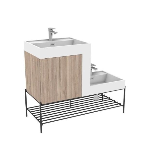 Up Down Lavabo Dolabı Light Walnut Set