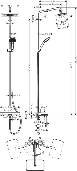 Hansgrohe Croma E 280 Duş Kolonu