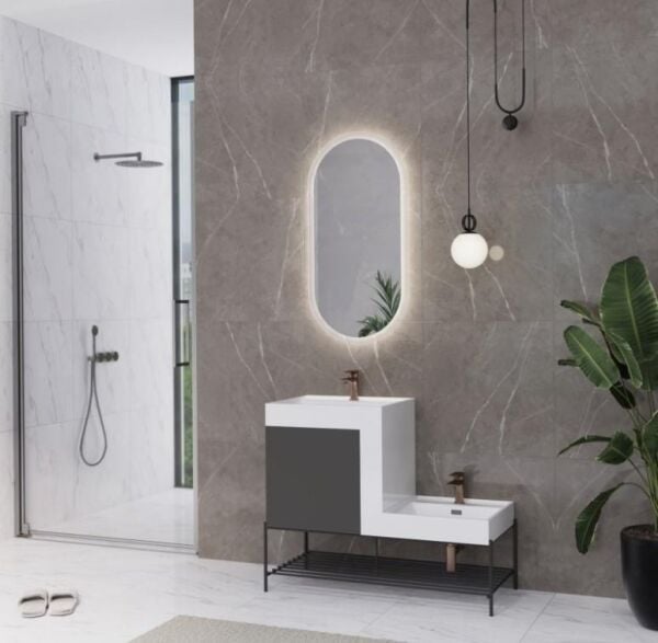 Up Down Lavabo Dolabı Carbon Grey - Dark Set