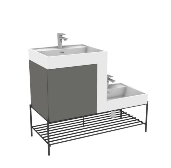 Up Down Lavabo Dolabı Carbon Grey - Dark Set