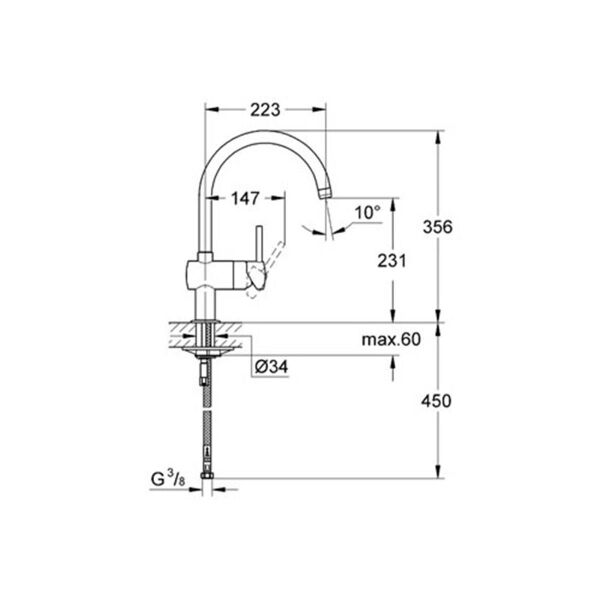 Grohe Minta Tek Kumandalı Eviye Bataryası - 32917000