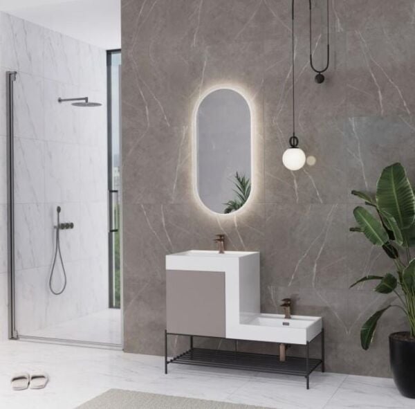 Up Down Lavabo Dolabı Latte Set