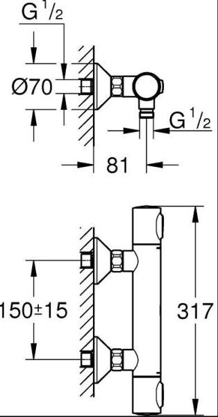 Grohe Grohtherm 500 Termostatik Duş Bataryası - 347932430