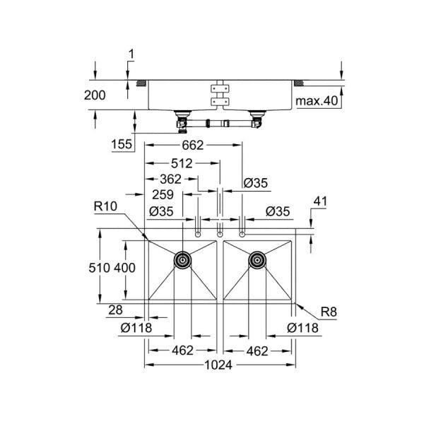 Grohe K800 Eviye Paslanmaz Çelik - 31585SD1