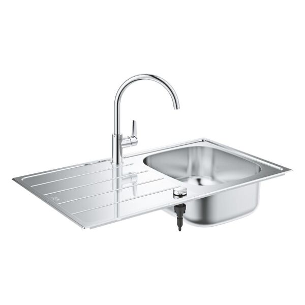 Grohe Bau Eviye Paslanmaz Çelik ve Batarya Krom Seti - 31562SD1