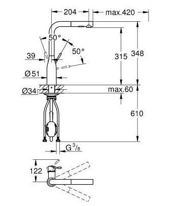 Grohe Essence Tek Kumandalı Eviye Bataryası - 30504DA0
