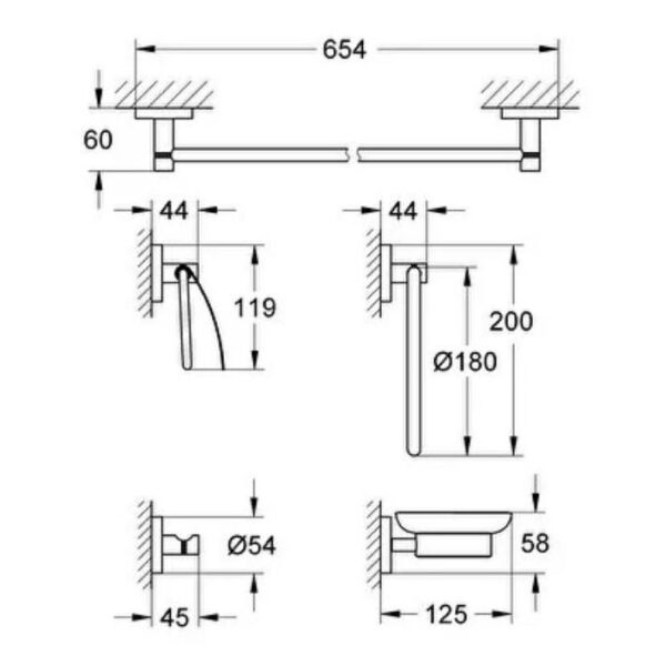 Grohe Essentials 5'i Bir Arada Banyo Aksesuar Seti (40344001)