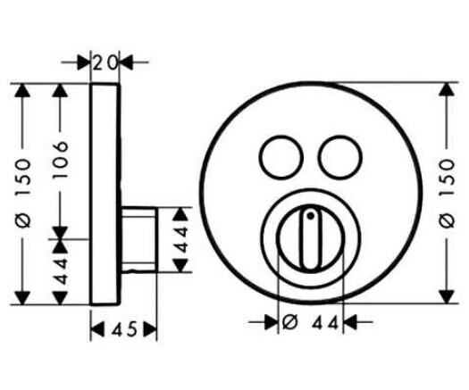Hansgrohe Showerselect S Batarya Ankastre Montaj, 2 Çıkış İçin Krom - 15748000