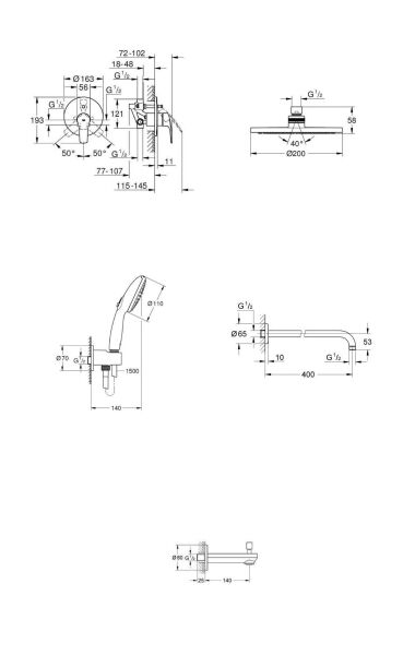 Grohe Eurosmart Gagalı Ankastre Banyo Seti - 33305003SET2