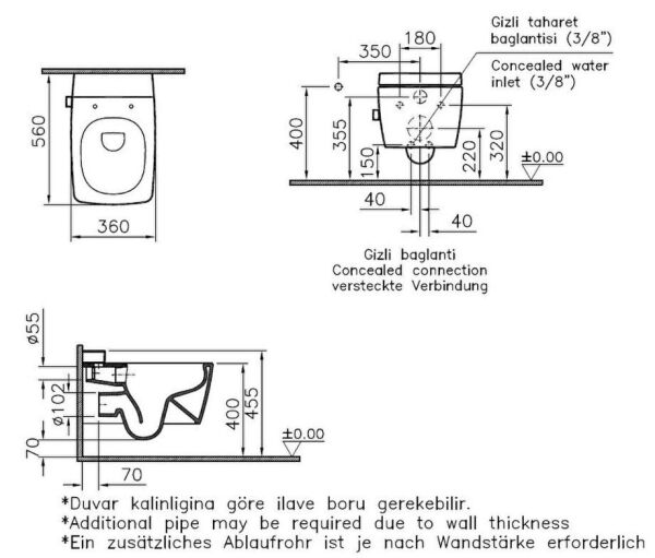 Vitra Metropole Asma Klozet - (Kapaksız) 7672B003-1687