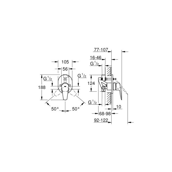Grohe Bauedge Tek Kumandalı Banyo Bataryası 29039001