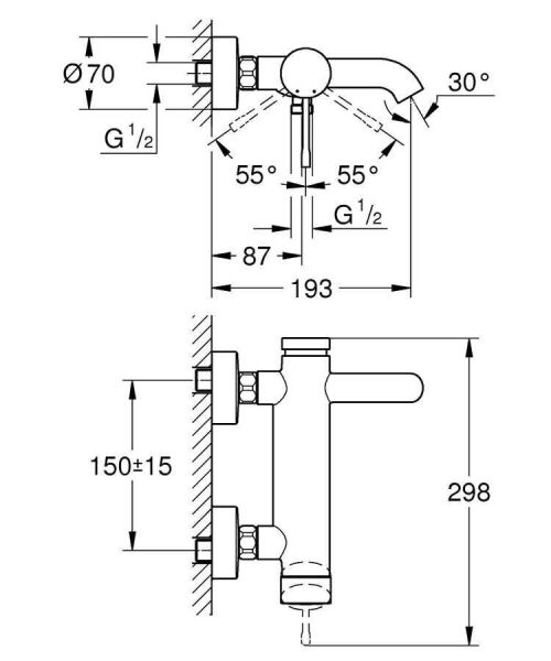 Grohe Essence New Tek Kumandalı Banyo Bataryası (33624001)