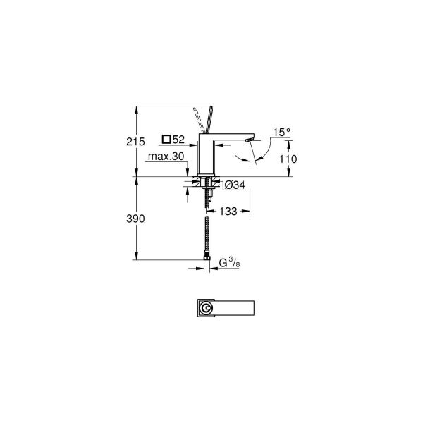 Grohe Eurocube Joy Tek Kumandalı Lavabo Bataryası M-Boyut  23658000