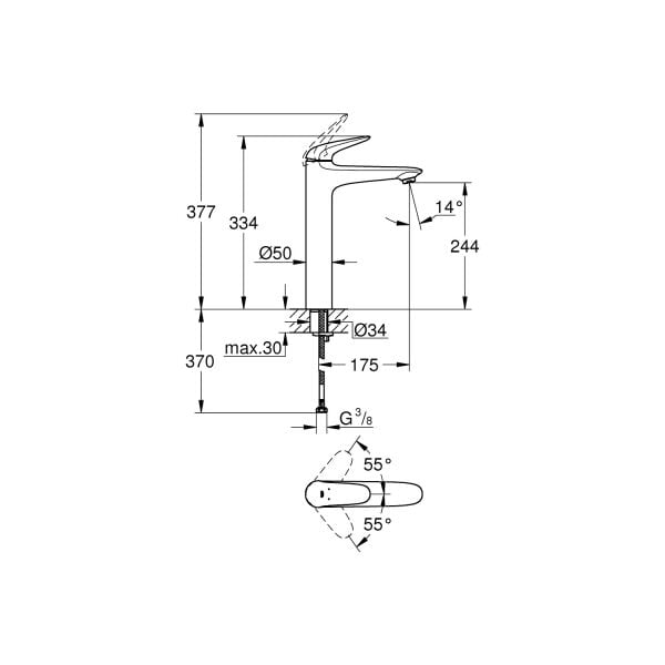 Grohe Eurostyle Tek Kumandalı Lavabo Bataryası xl-Boyut 23719003