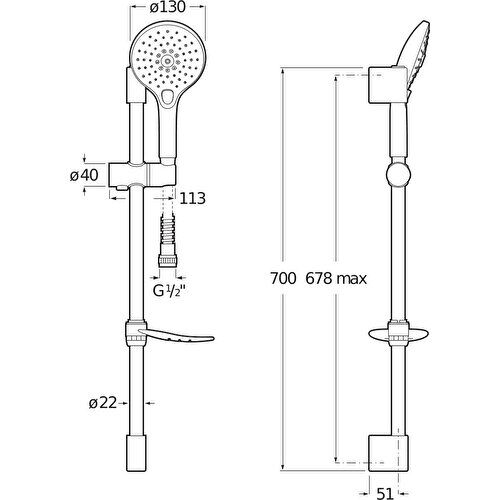 Roca Aure Sürgülü El Duşu Seti:3 Fonksiyon El Duşu A5B247CC0K