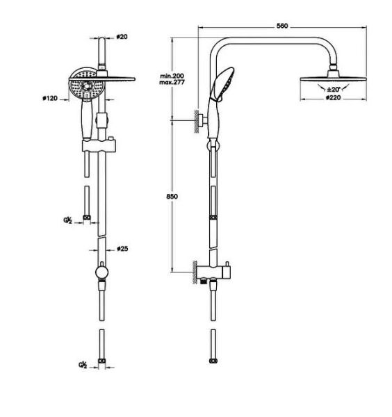 VitrA System Rain LS25 Duş Kolonu A45597