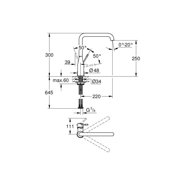 Grohe Essence Tek Kumandalı Eviye Bataryası 30269A00