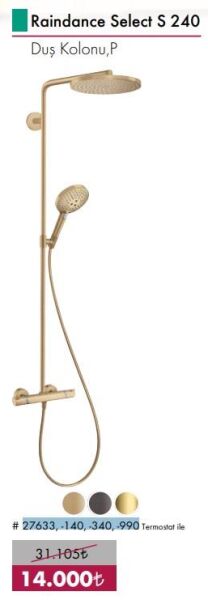 Hansgrohe Raindance Select S 240 Duş Kolonu Termostat ile