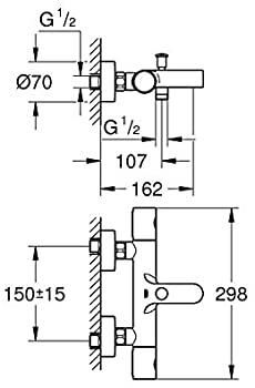 Grohe Grohtherm 1000 Cosmopolitan Termostatik Banyo Bataryası - 34215002