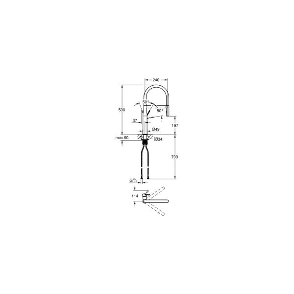 Grohe Essence Tek Kumandalı Eviye Bataryası Bronz 30294DA0