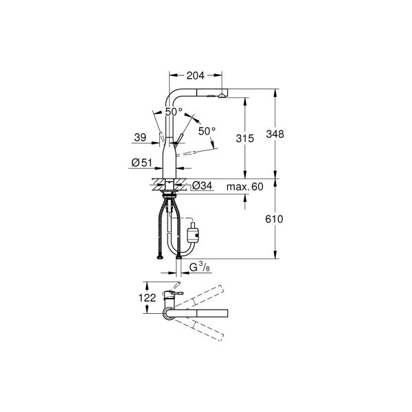 Grohe Spiralli Eviye Bataryası Essence Warm Sunset