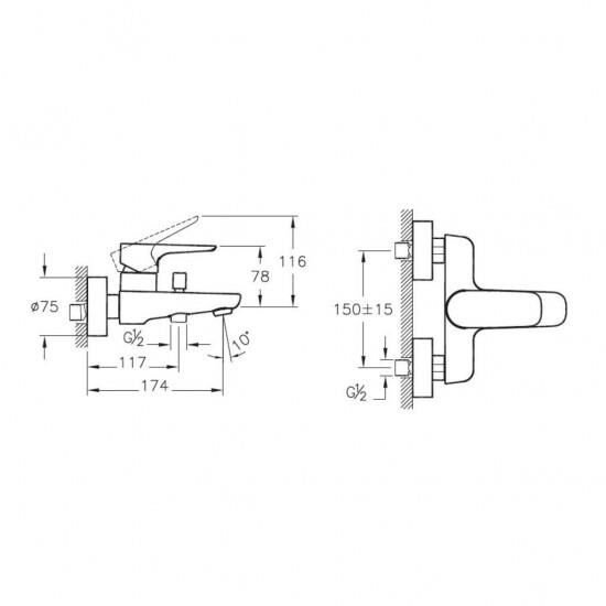 VitrA A42324 X-Line Banyo Bataryası Krom