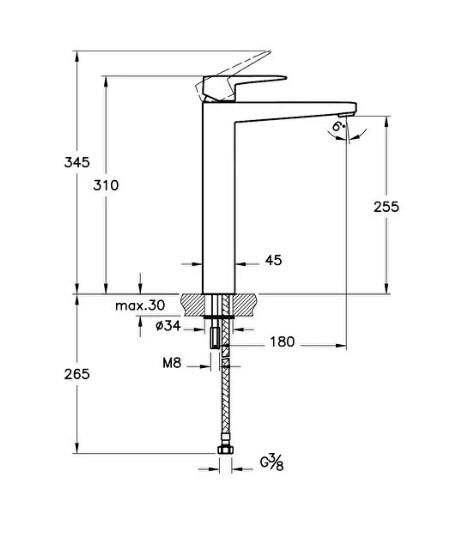 Artema Root Square Lavabo Bataryası (Çanak), krom