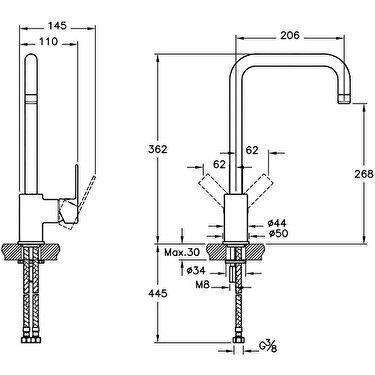 VitrA A42103 Flo S Eviye Bataryası