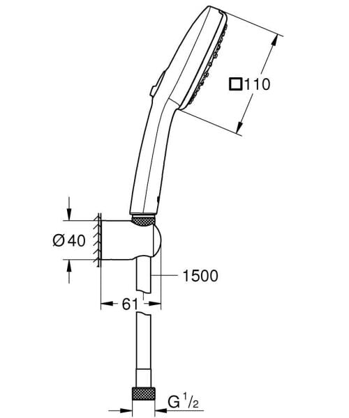 Grohe Tempesta Cube 110 El Duşu Seti Rain,Jet,Massage - 27588003
