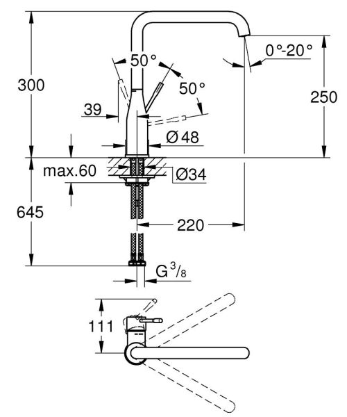 Grohe Eviye Bataryası Döner Borulu Essence Br. Cool Sun.-30269GN0