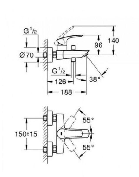 Grohe Eurosmart Tek Kumandalı Banyo Bataryası