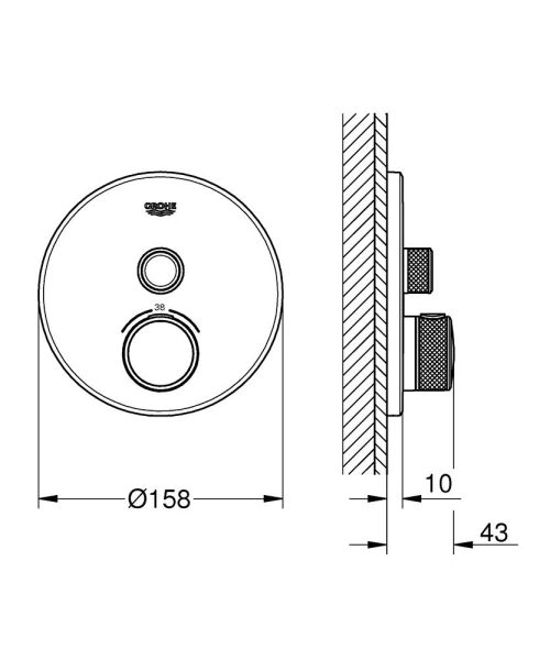 GROHTHERM SMARTCONTROL TEK VALFLİ AKIŞ KONTROLLÜ, ANKASTRE TERMOSTATİK DUŞ BATARYASI - 29118DL0