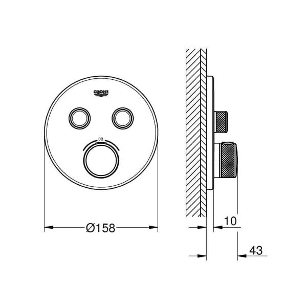 Grohtherm Smartcontrol Çift Valfli Akış Kontrollü, Ankastre Termostatik Duş Bataryası - 29119GL0