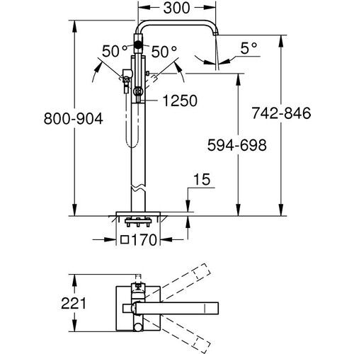 Grohe Allure Ayaklı Yerden Küvet Bataryası- 32754002
