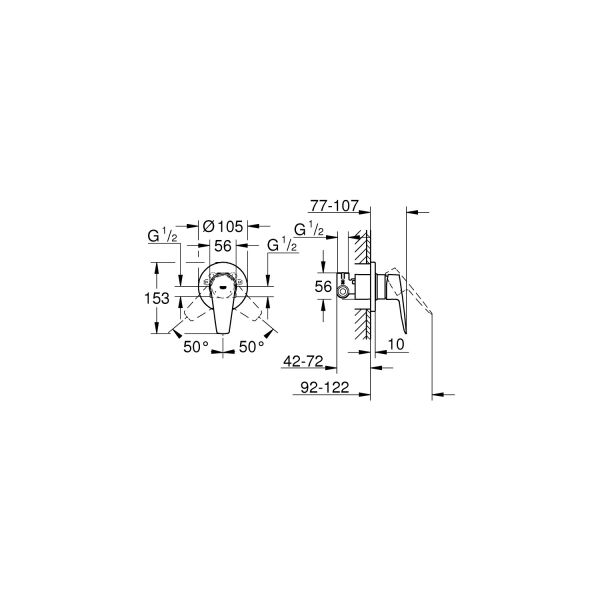 Grohe Bauedge Tek Kumandalı Duş Bataryası 29040001